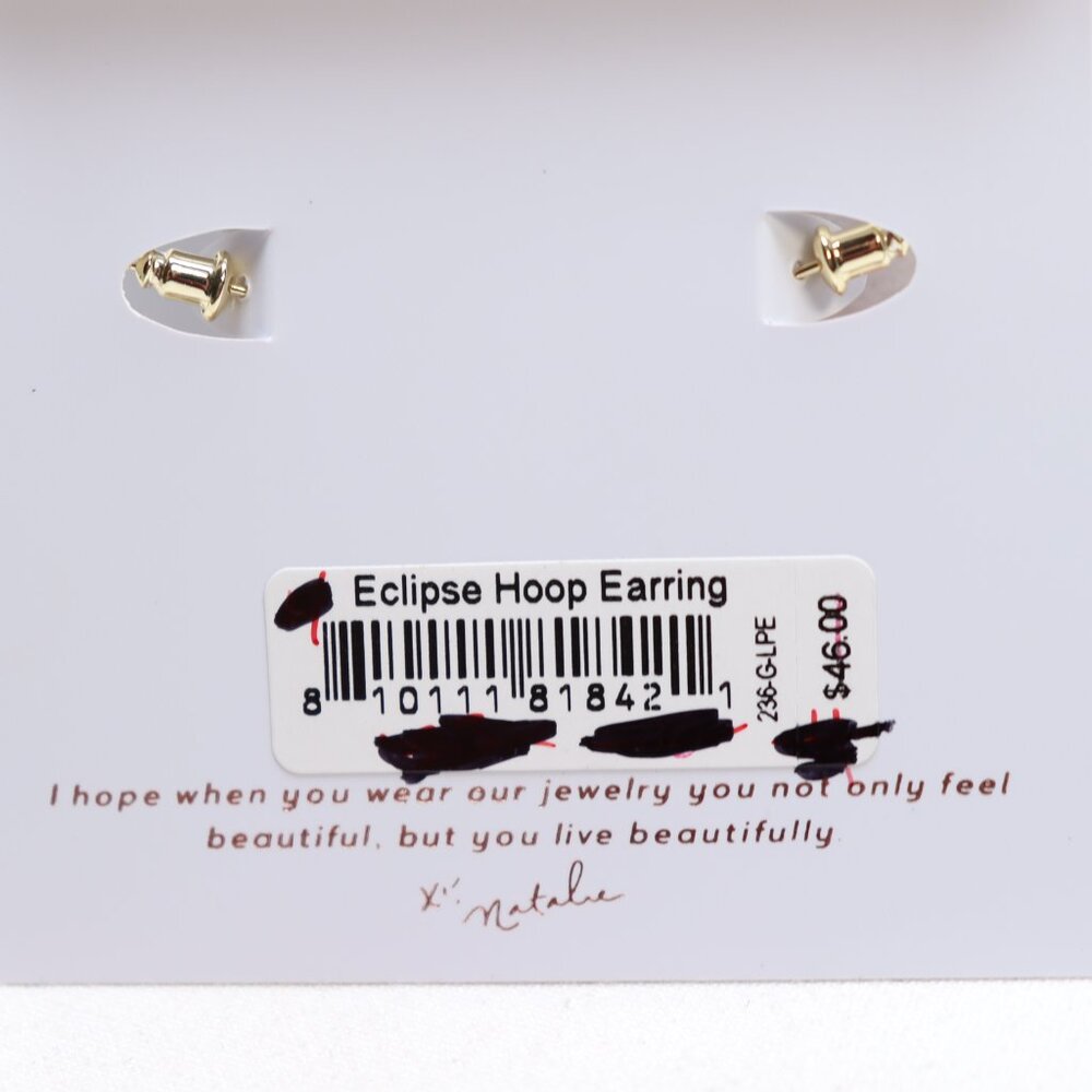 Natalie Wood Designs Gold Tone Pink Enamel Eclipse Hoop Earrings $46 New - Picture 3 of 3